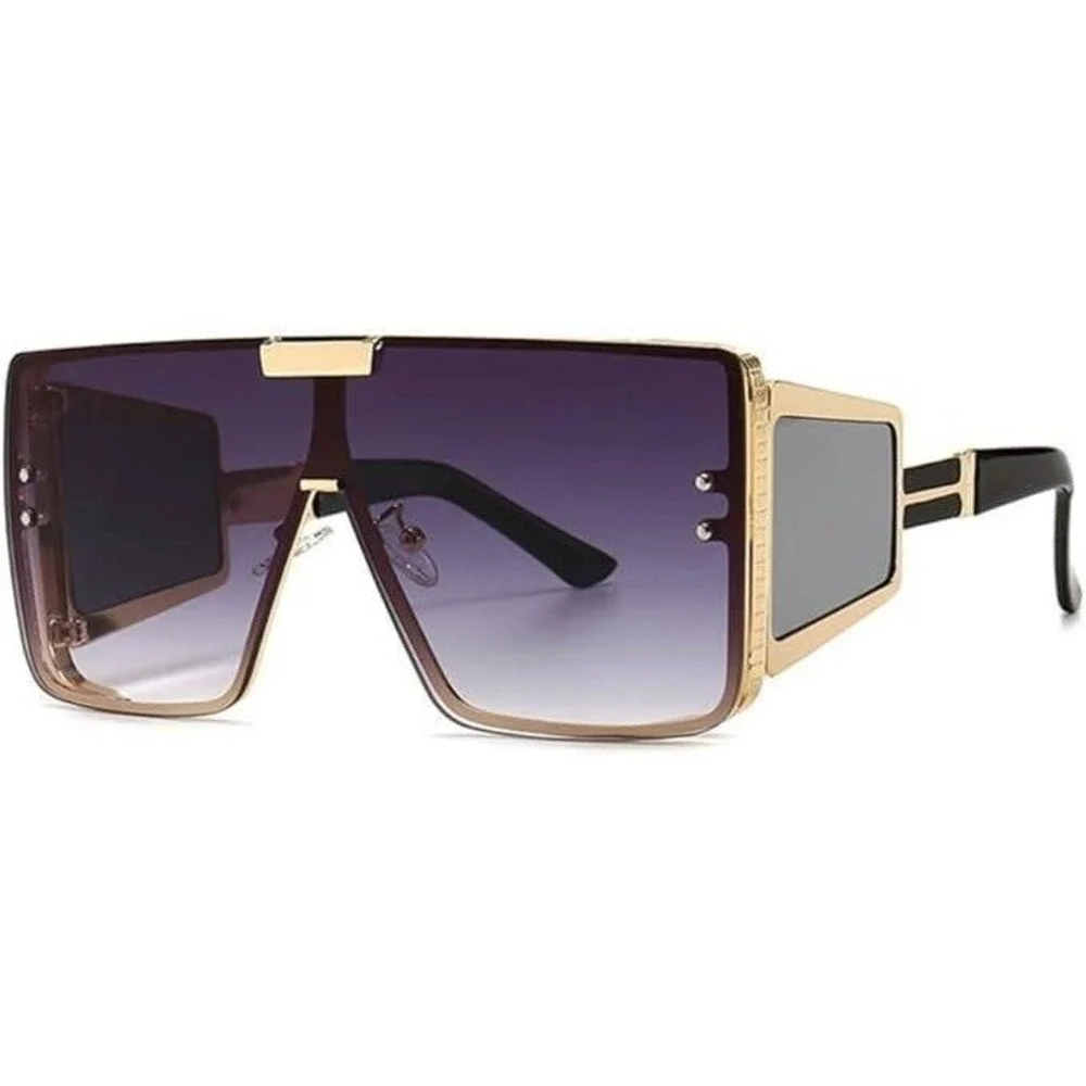 Shield Sunglasses Gold Frame Oversized Fashion Designer Sun Glasses Trendy Gafas